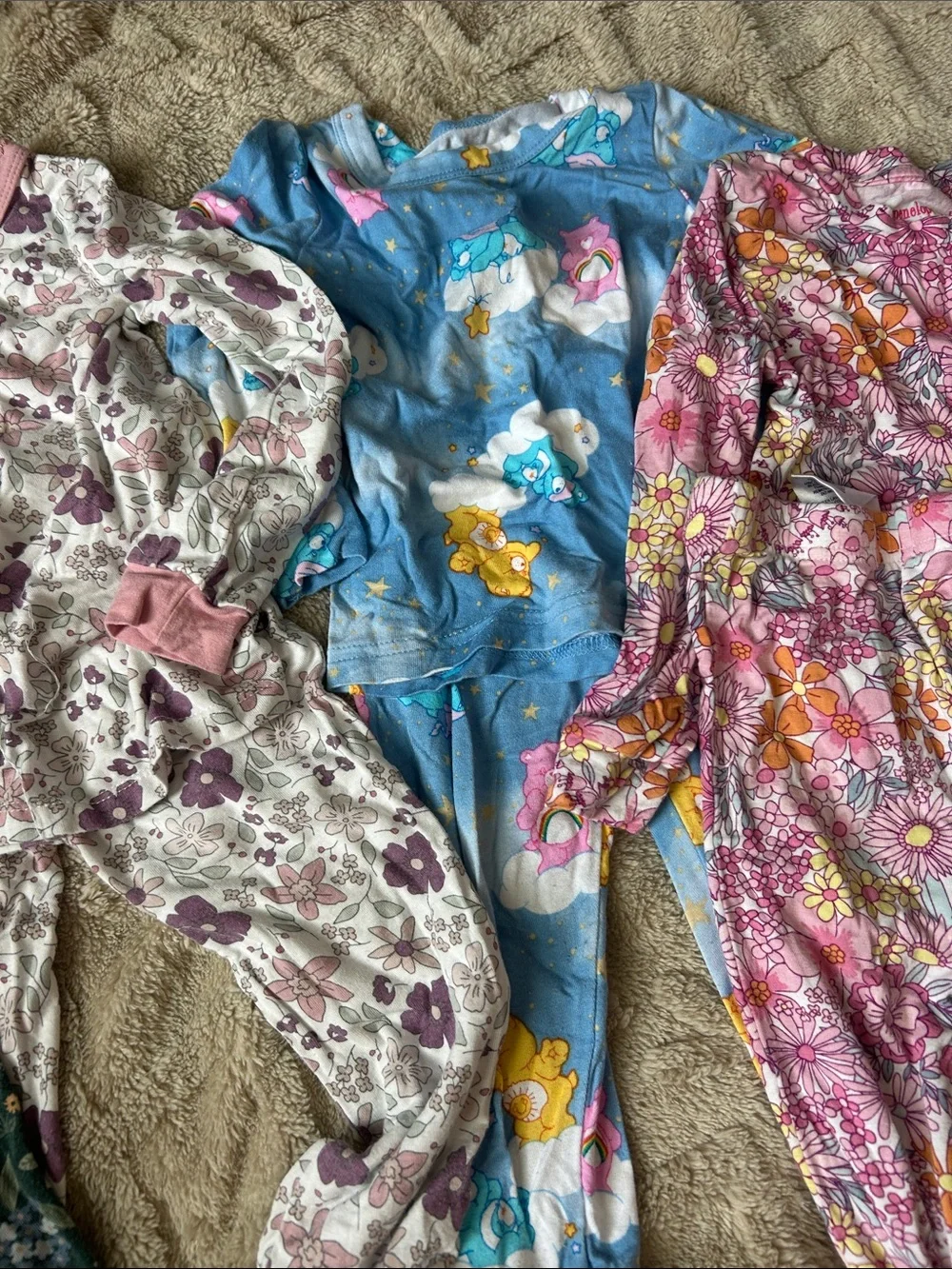 4 Kids Floral & Character  soft fabric Pajama Set - Pink, Blue, Green, Purple
